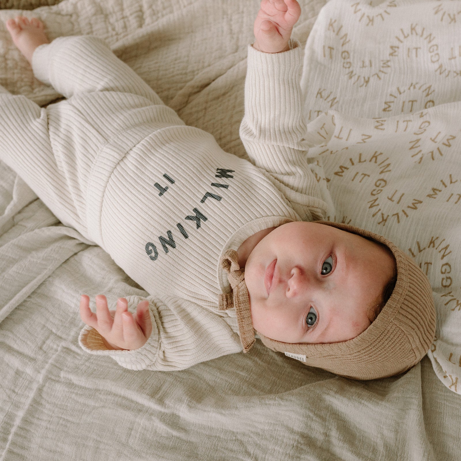 Organic Cotton Ribbed Baby Leggings (Oat)